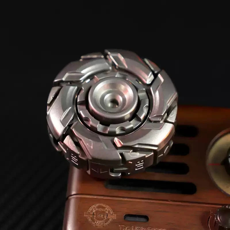 MECHA fidget spinner on a vintage device — turbine ring and blade arms