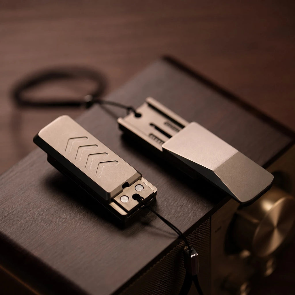 THE CYBER fidget slider open on a black display surface