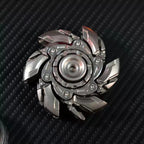 MECHA fidget spinner, top-down on carbon fibre