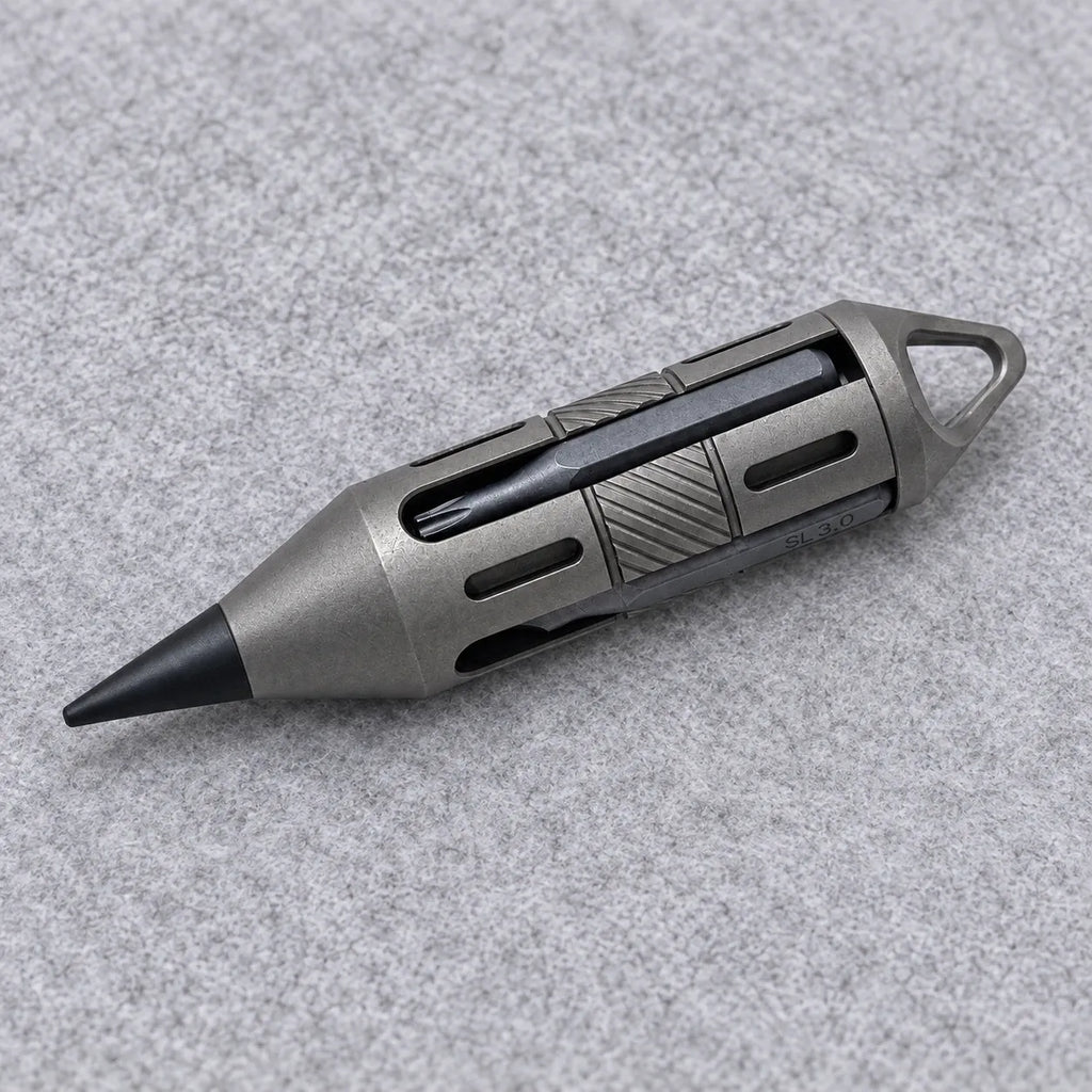 Titanium EDC Pocket Multi-Tool — Screwdriver, Blade, Pry Bar & Pen