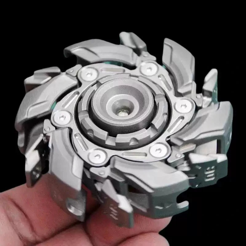 MECHA fidget spinner held in hand, angled
