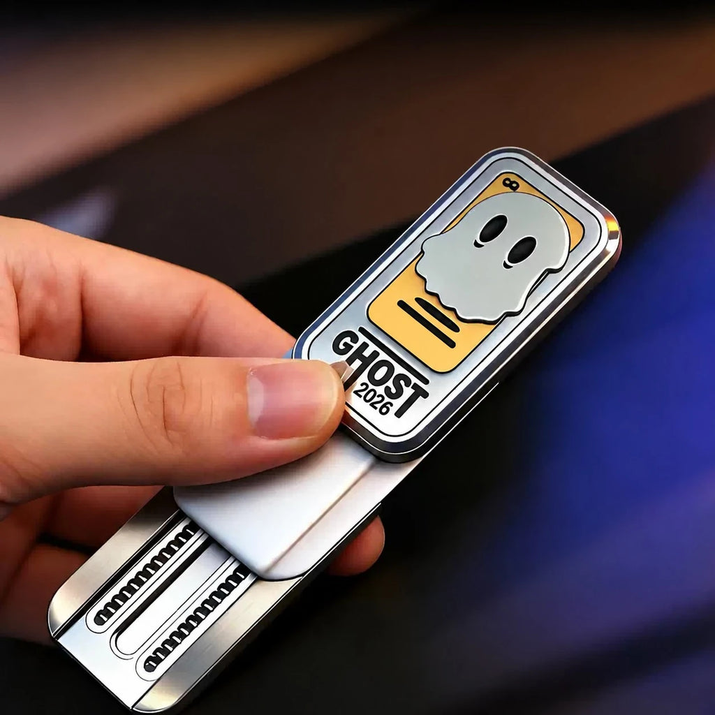 THE GHOST fidget slider pushed open on two rails