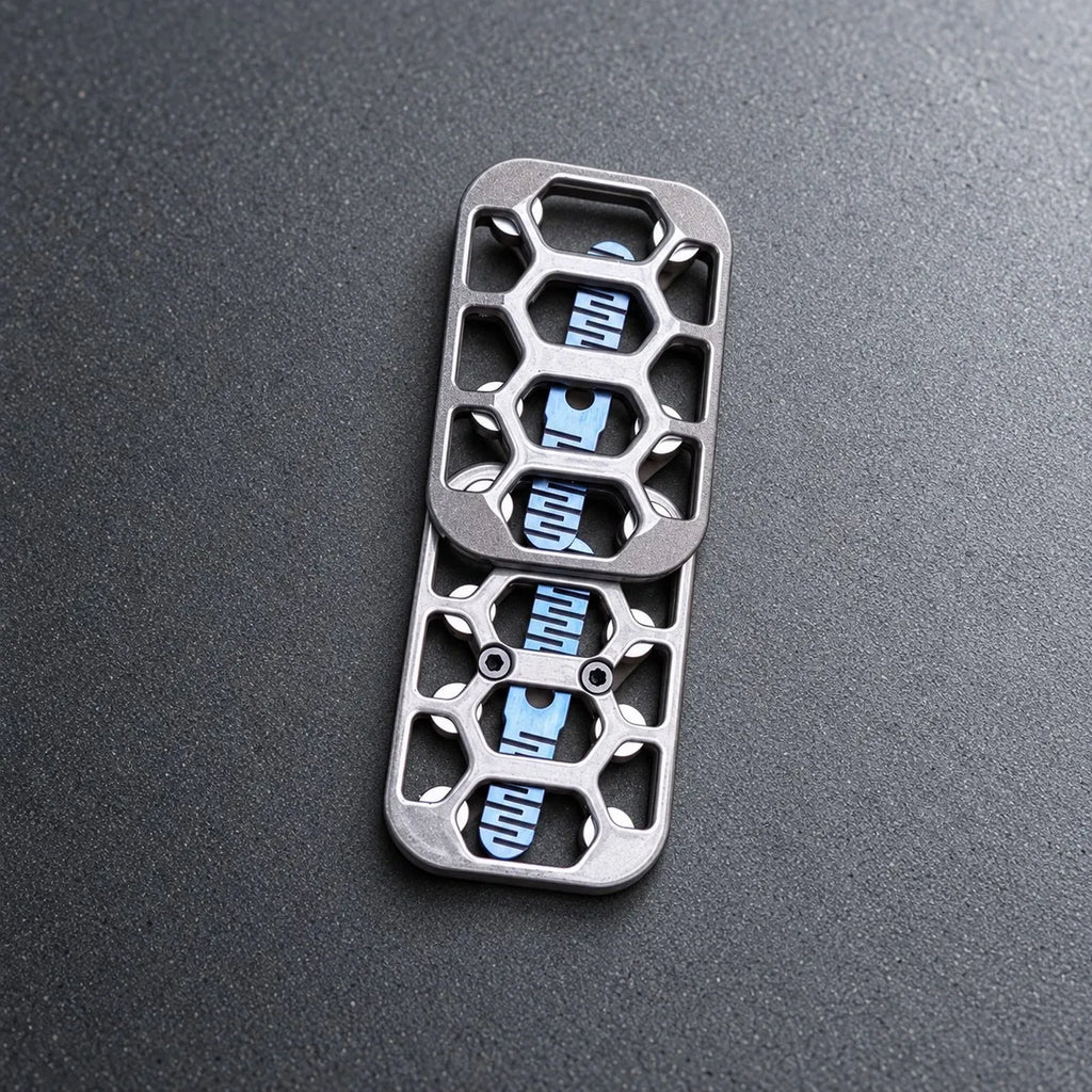 Gunmetal magnetic fidget slider, two plates stacked, hollow frame