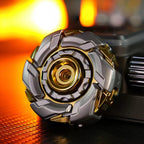 MECHA fidget spinner, silver body with gold accents