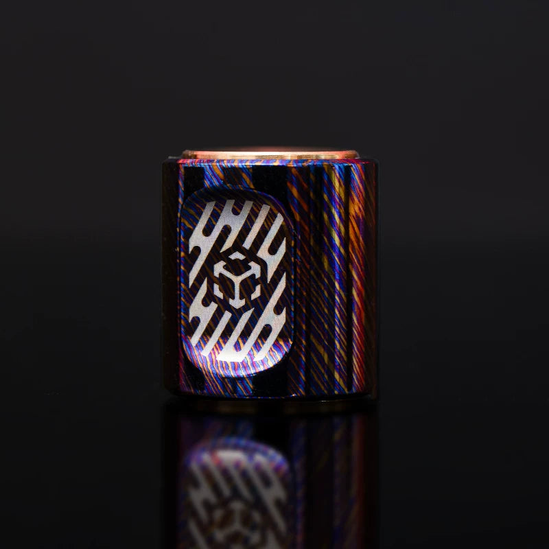 Phantom Core Heat-tinted Timascus Pattern Polishing — Titanium EDC Spinning Top Lanyard Bead