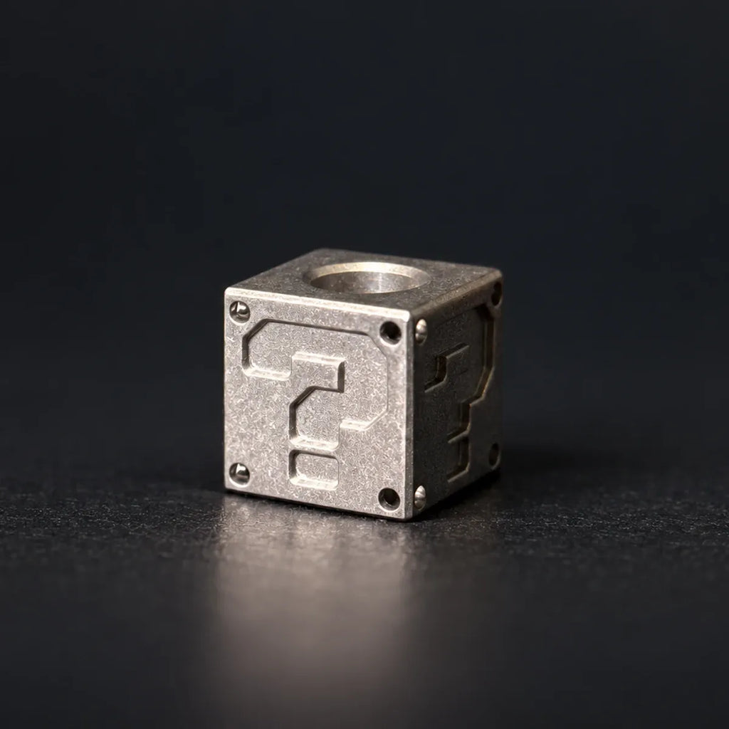 Pixel Question Mark Titanium Lanyard Bead