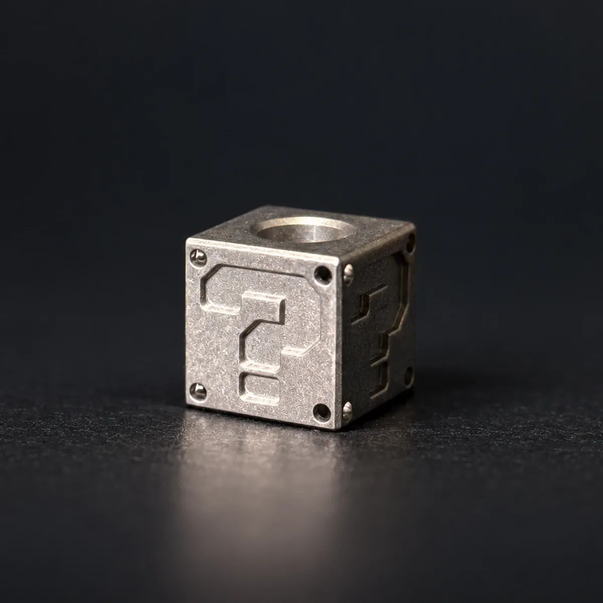 Pixel Question Mark Titanium Lanyard Bead