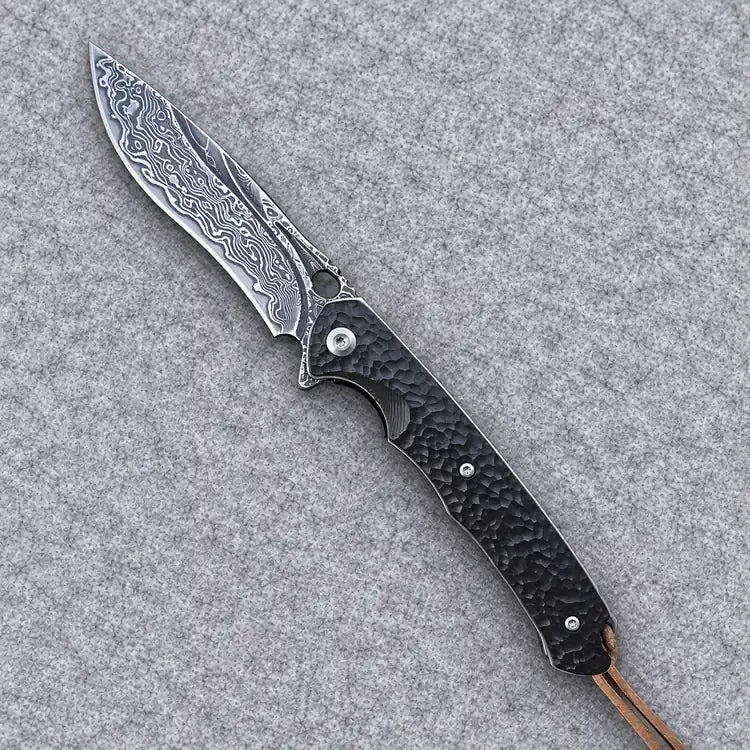The DarkNight Knife — Damascus & Ebony Handle