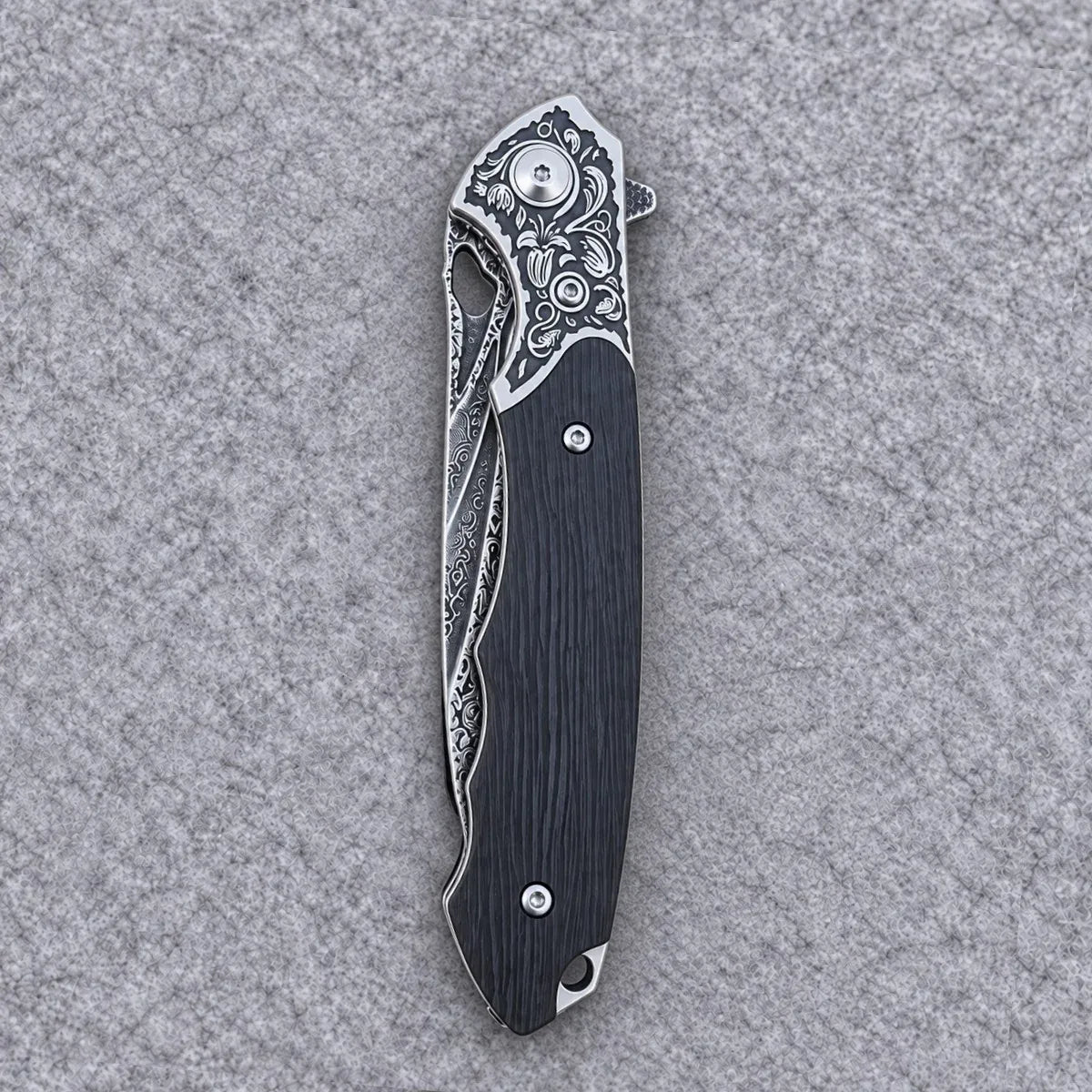 EDCForce Knife 9.0 — Damascus & Ebony Handle