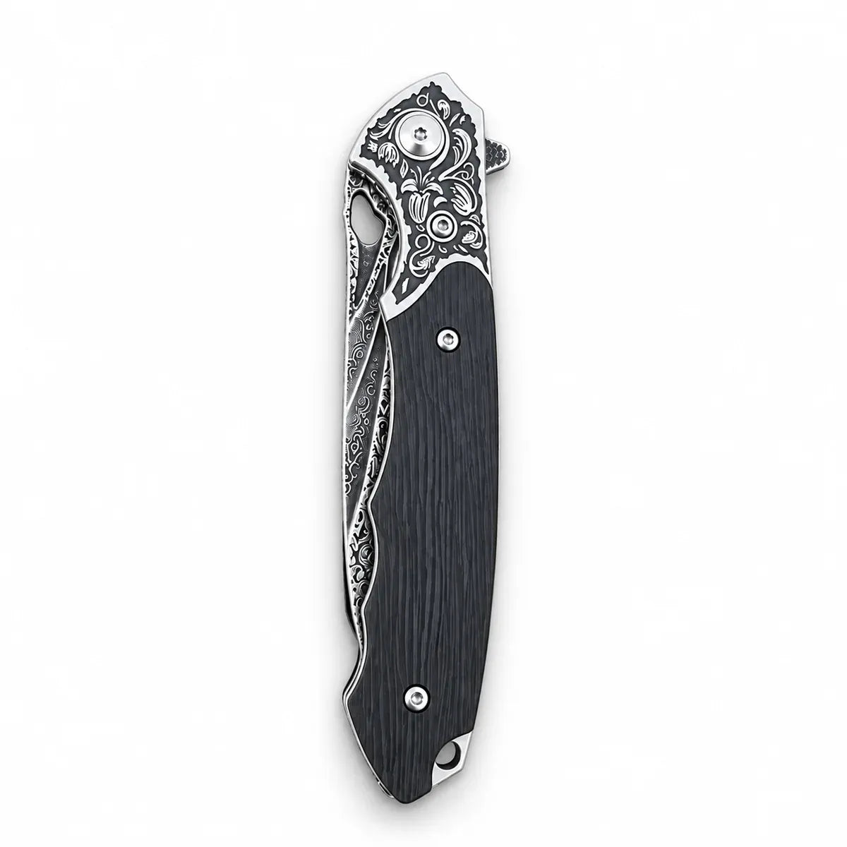 EDCF9.0 Knife — Damascus & Ebony Handle
