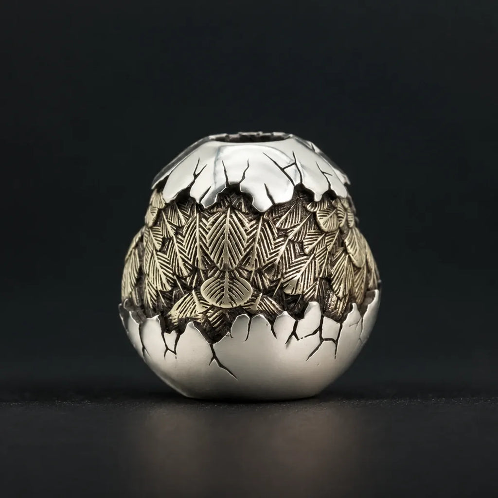 Hatching Owl Lanyard Bead – Amber Glass Eyes