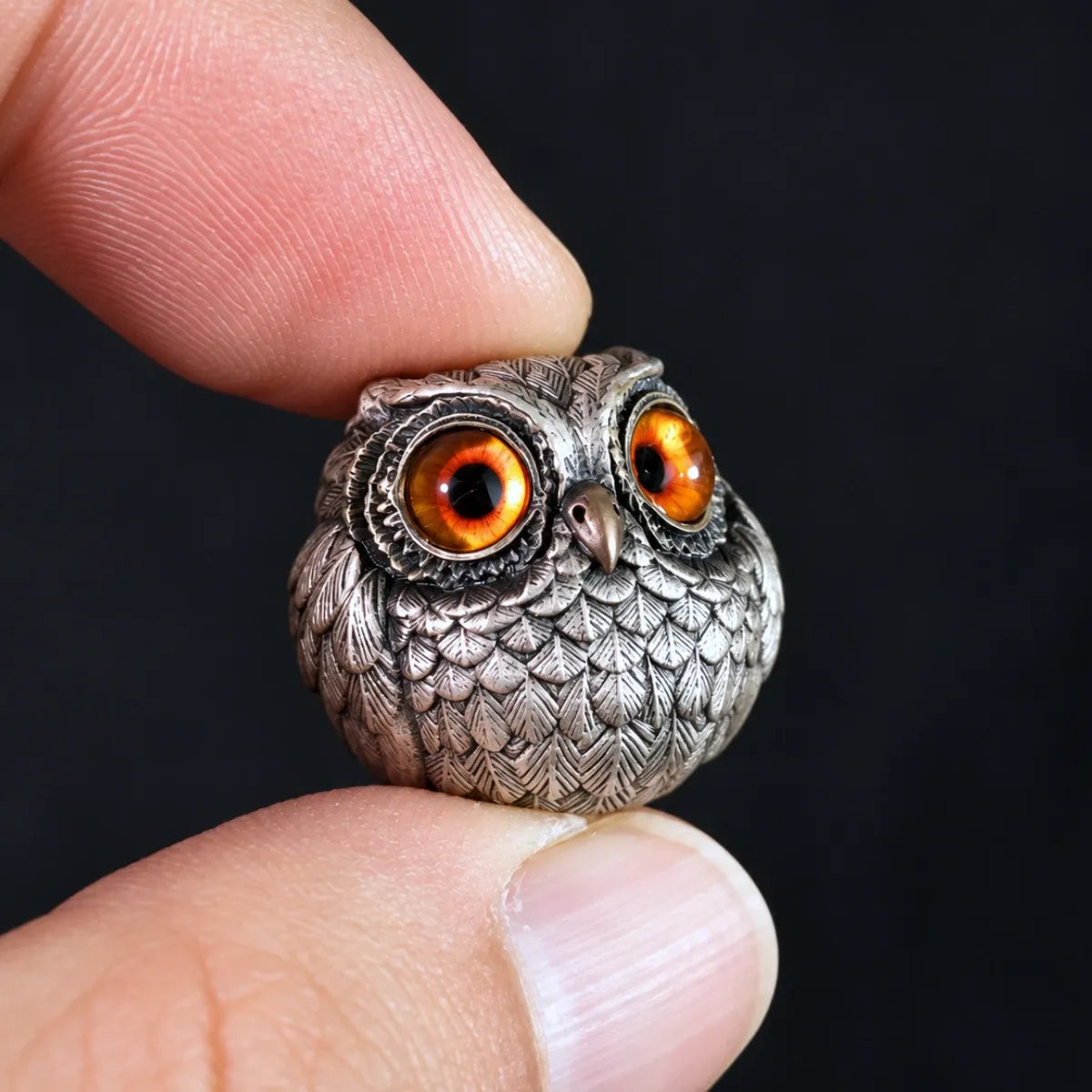 Owl Lanyard Bead – Amber Glass Eyes
