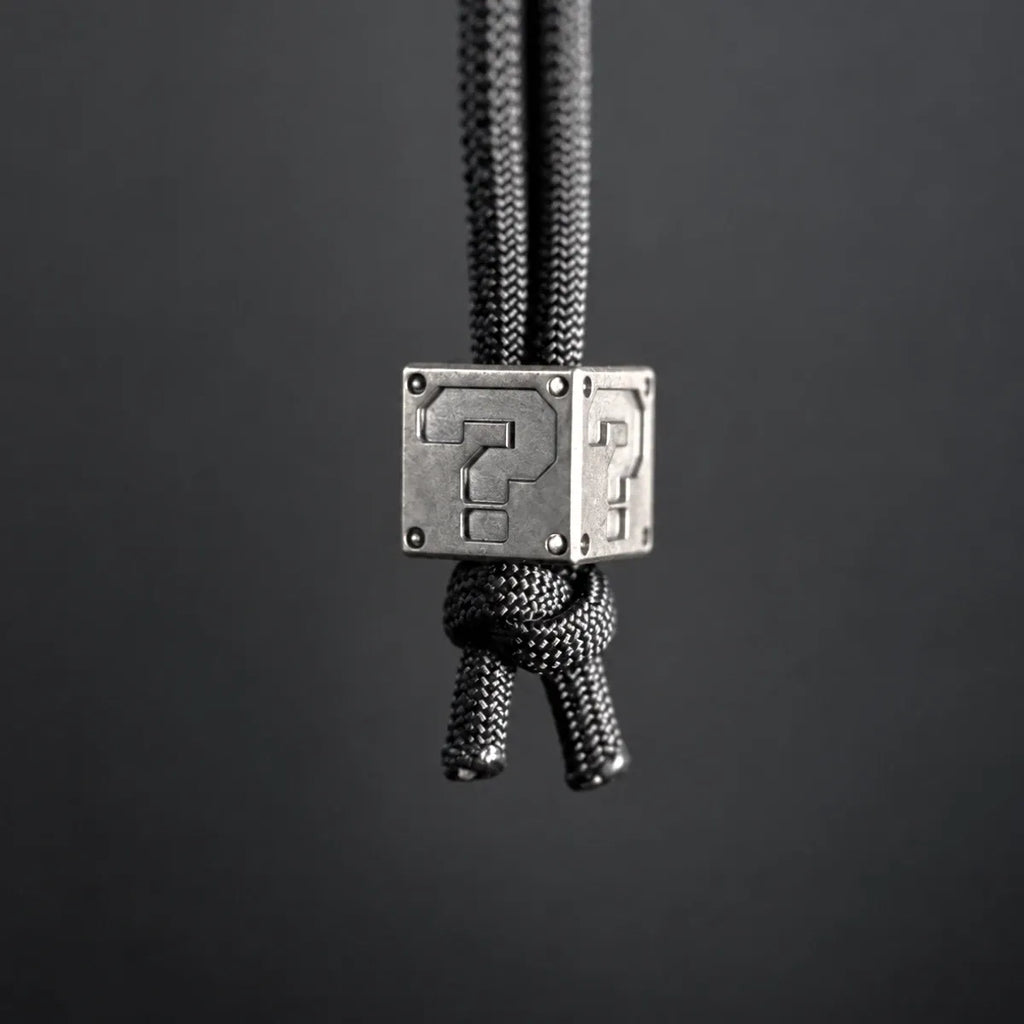 Pixel Question Mark Titanium Lanyard Bead