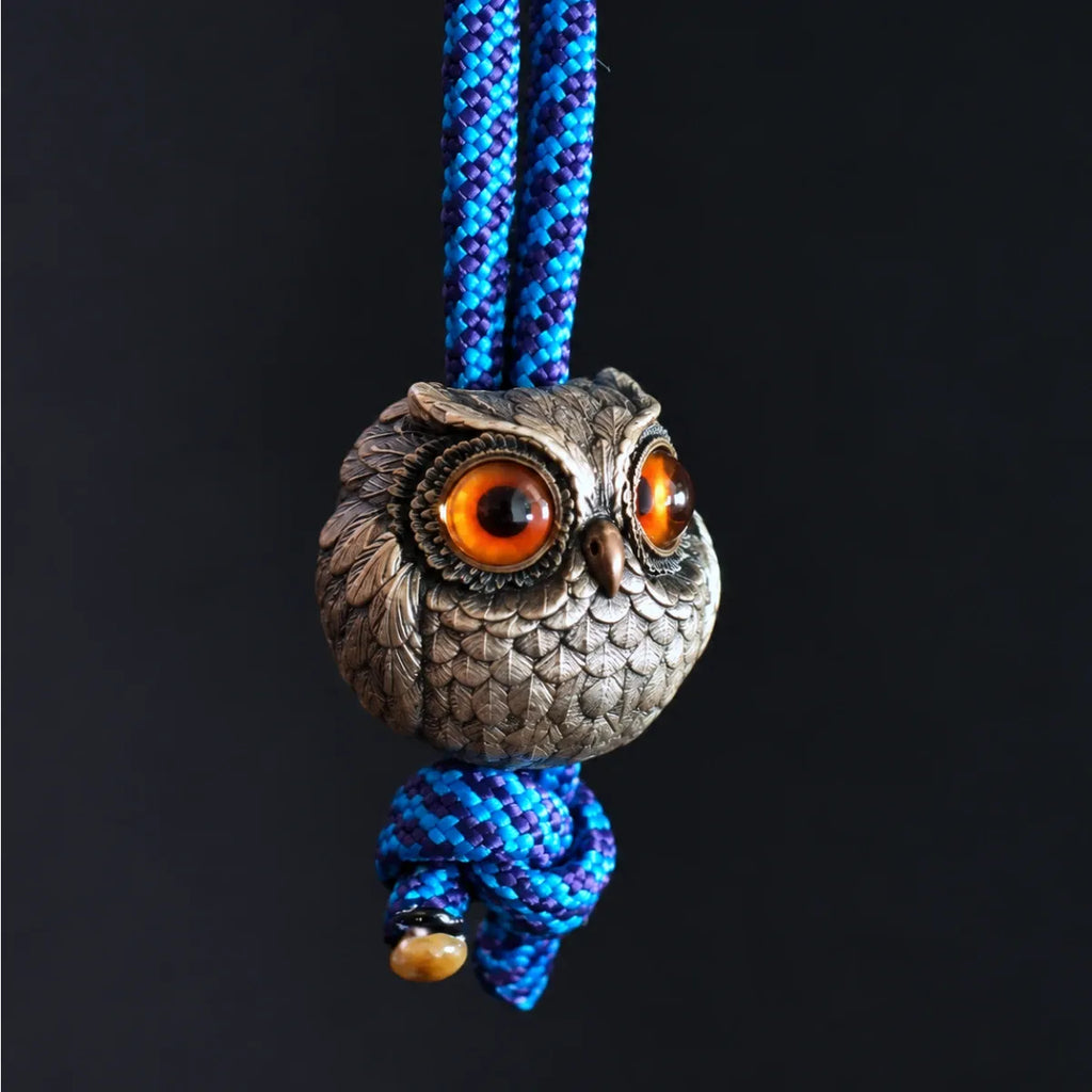 Owl Lanyard Bead – Amber Glass Eyes