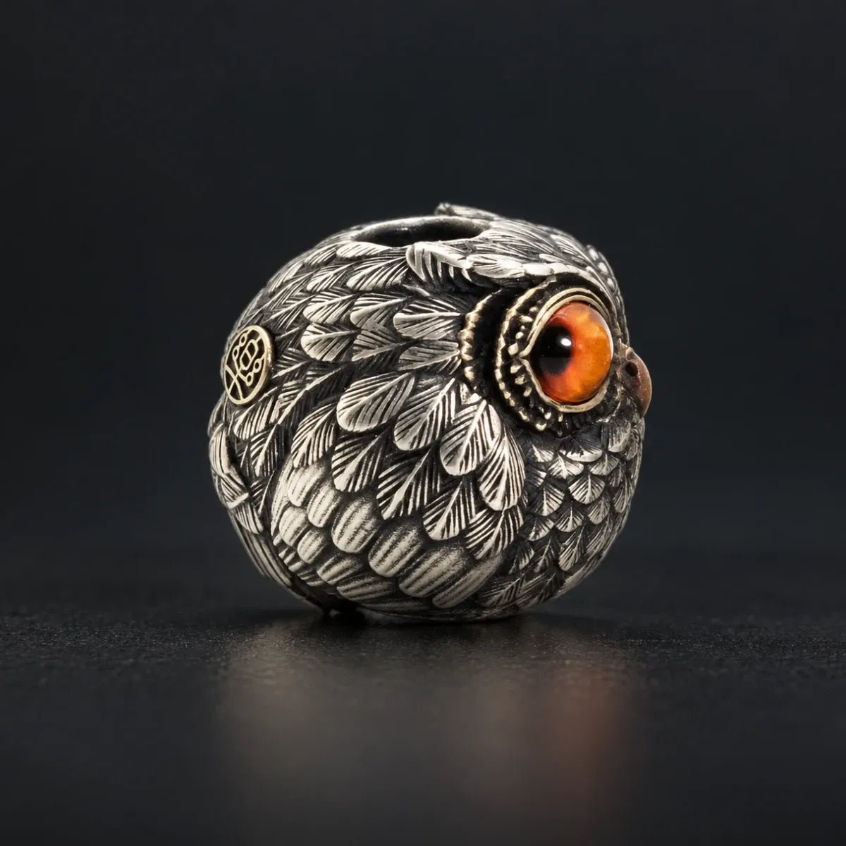 Owl Lanyard Bead – Amber Glass Eyes
