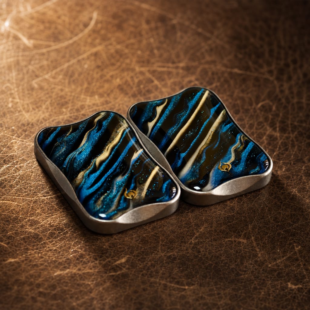 Stainless Steel Magnetic Fidget Infinity Slider Liquid Glitter Sand Design