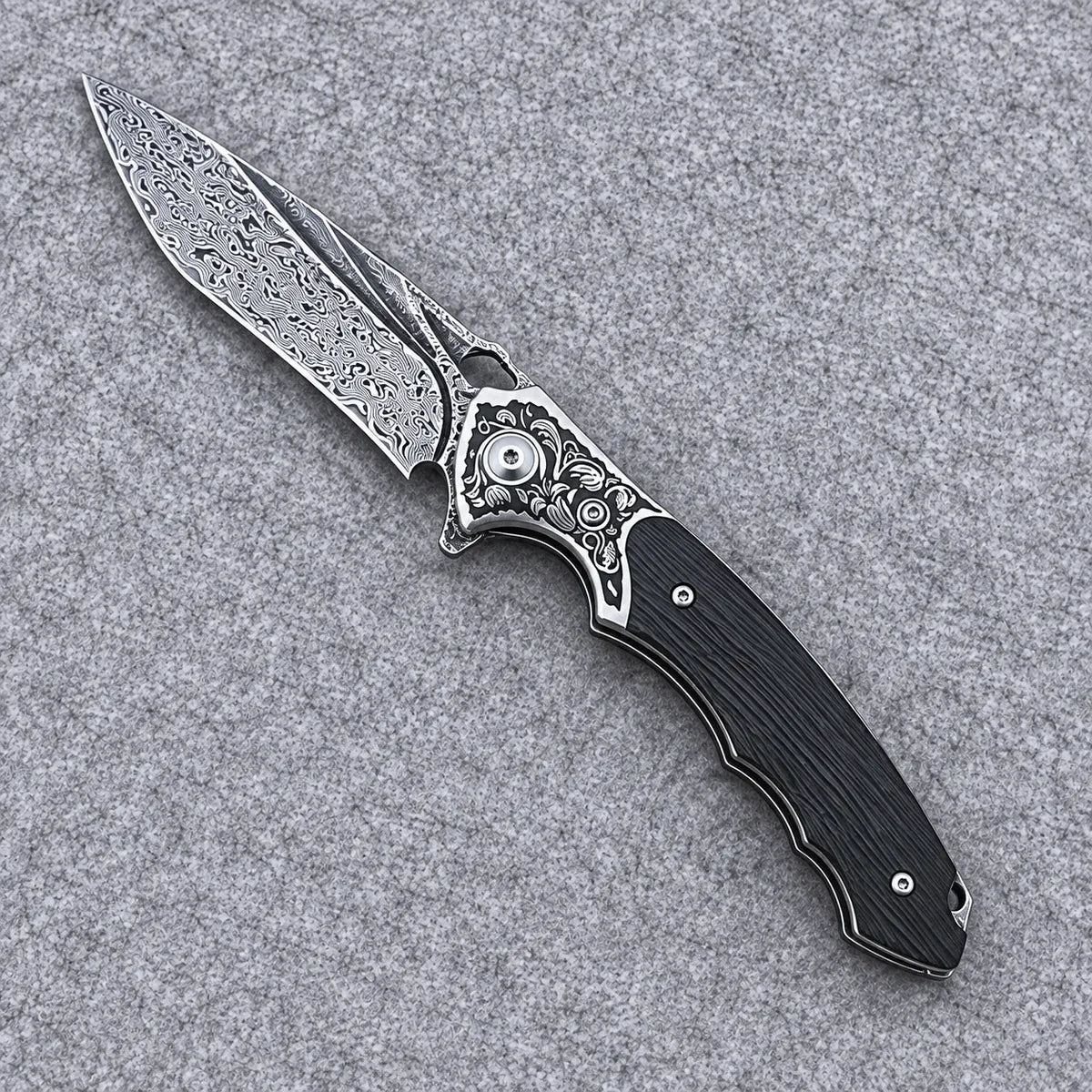EDCForce Knife 9.0 — Damascus & Ebony Handle