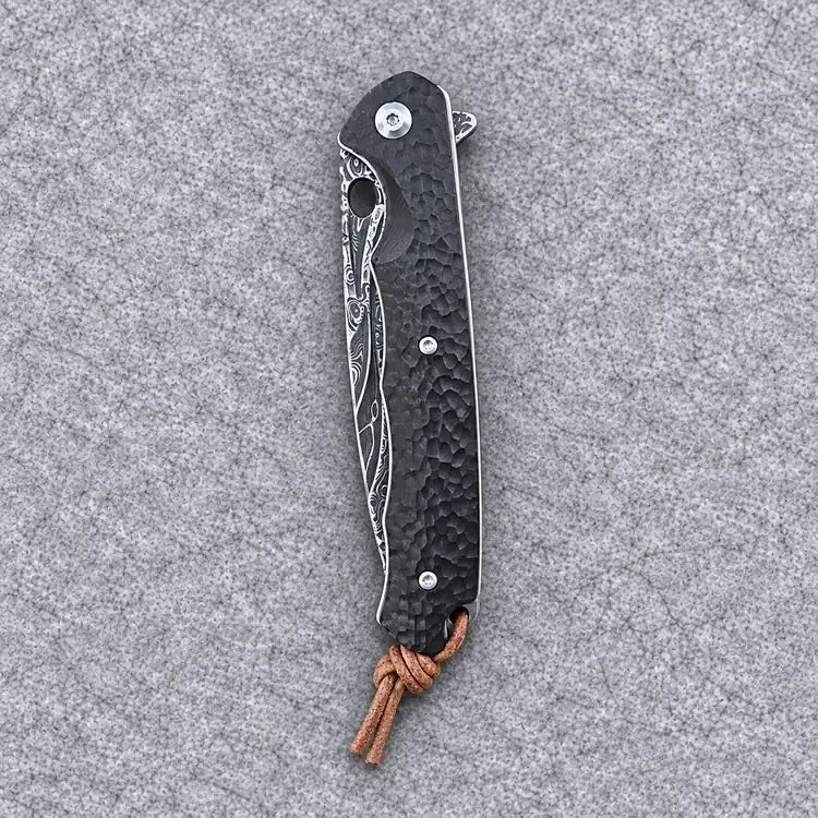 The DarkNight Knife — Damascus & Ebony Handle