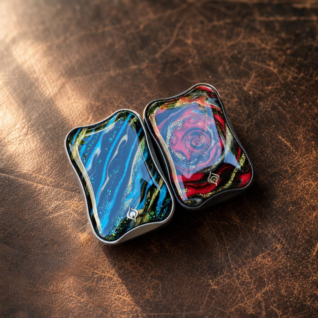 Stainless Steel Magnetic Fidget Infinity Slider Liquid Glitter Sand Design