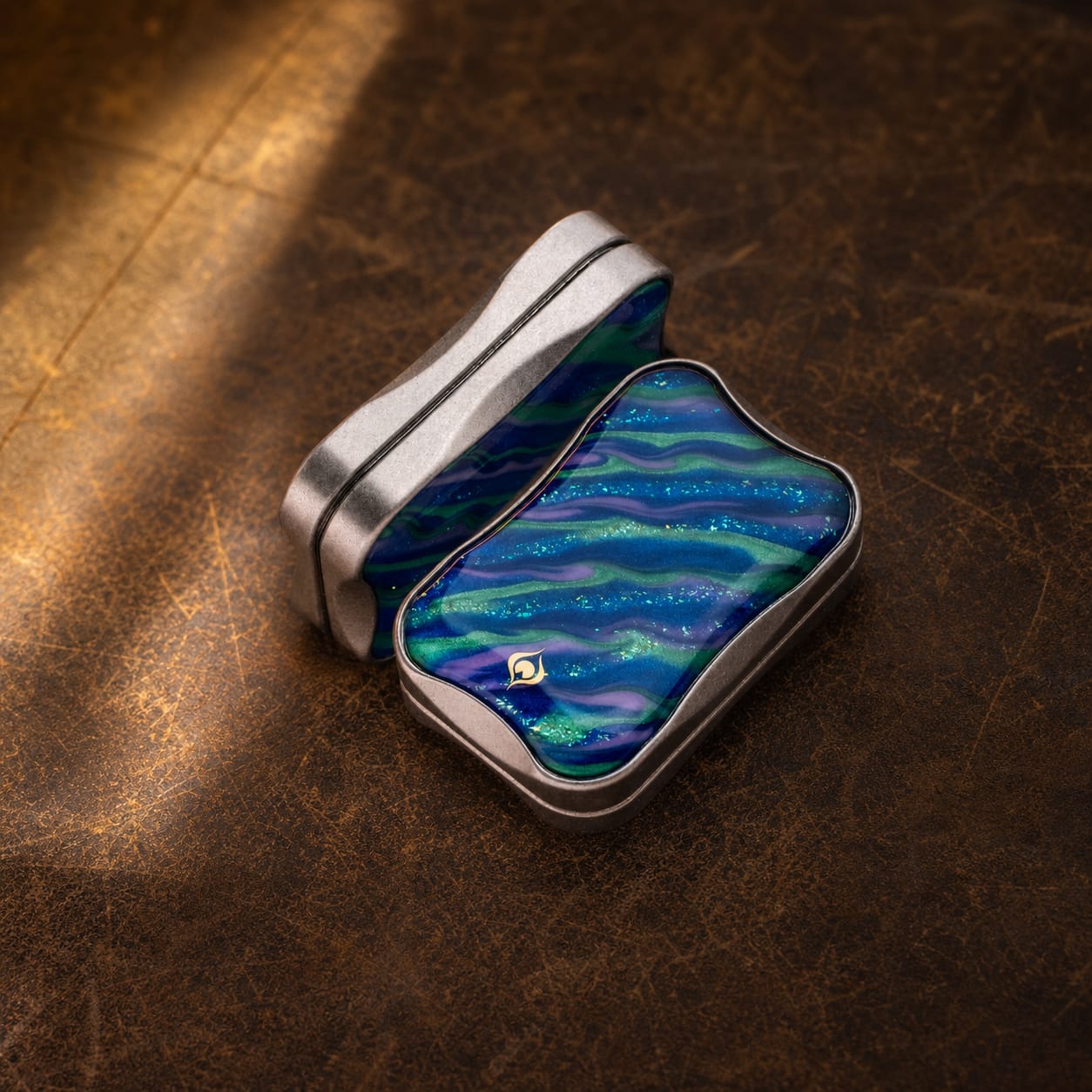 Stainless Steel Magnetic Fidget Infinity Slider Liquid Glitter Sand Design