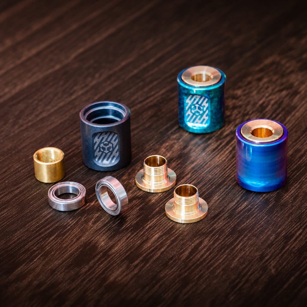 Phantom Core Brushed Finish — Titanium EDC Spinning Top Lanyard Bead