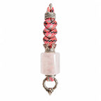 Pink Camo Paracord Lanyard with Silver Crown & Rose Quartz Bead