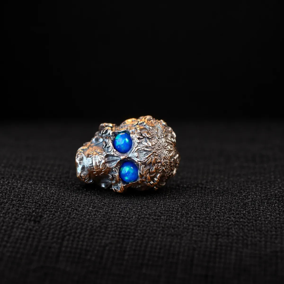 Carved Skull Lanyard Bead - Blue Opal Eye