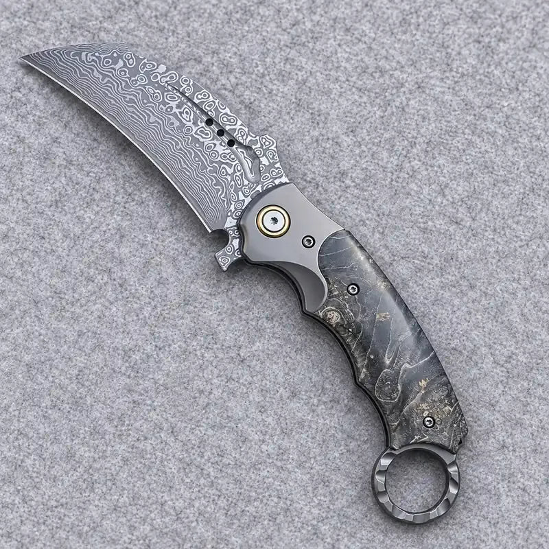 The Karambit Folding Knife — Damascus & Rosewood Handle