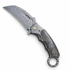 The Karambit Folding Knife — Damascus & Rosewood Handle