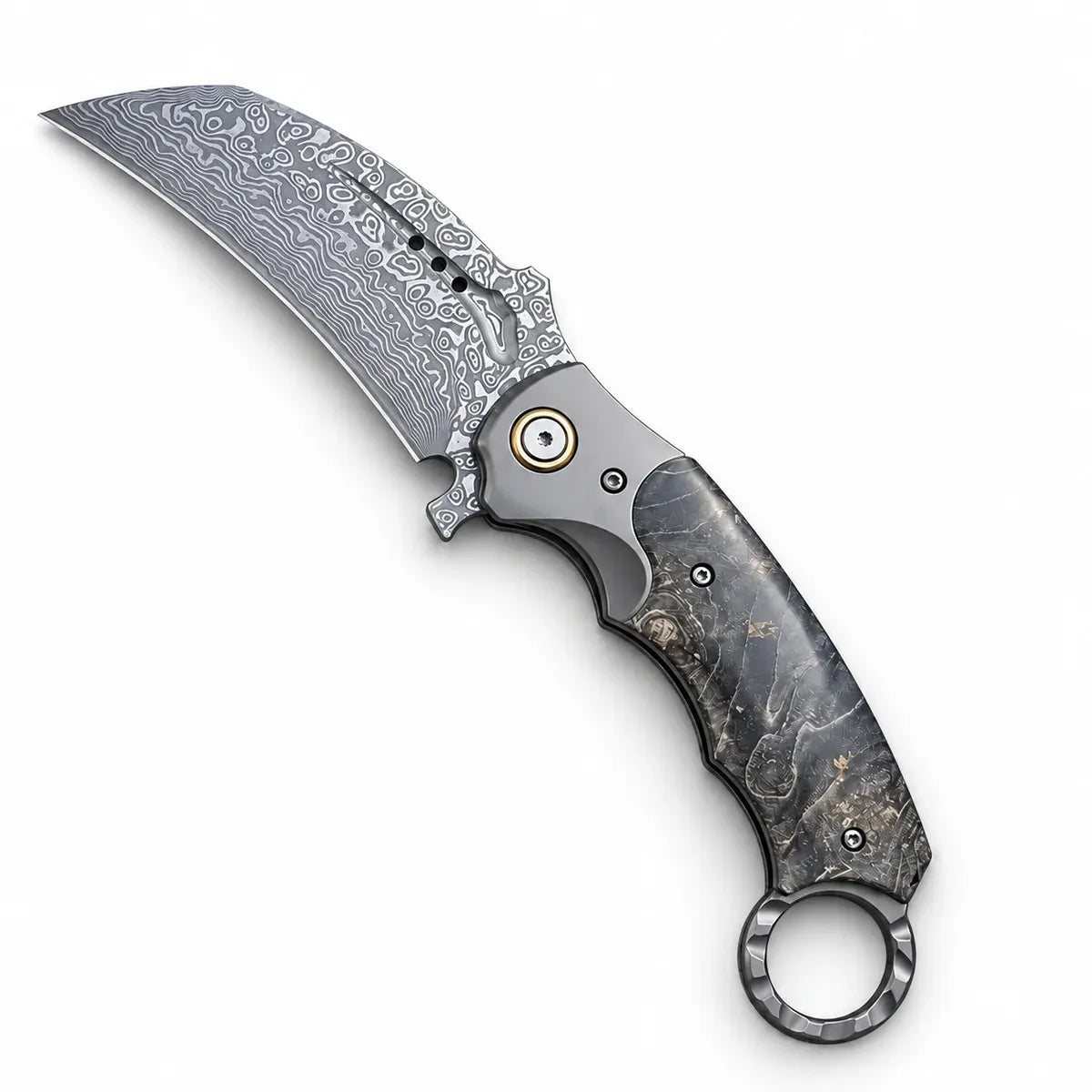 The Karambit Folding Knife — Damascus & Rosewood Handle