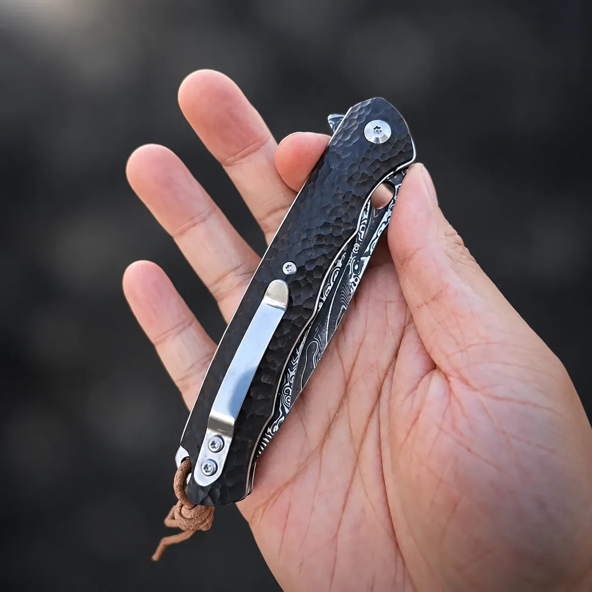 The DarkNight Knife — Damascus & Ebony Handle