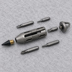 Titanium EDC Pocket Multi-Tool — Screwdriver, Blade, Pry Bar & Pen
