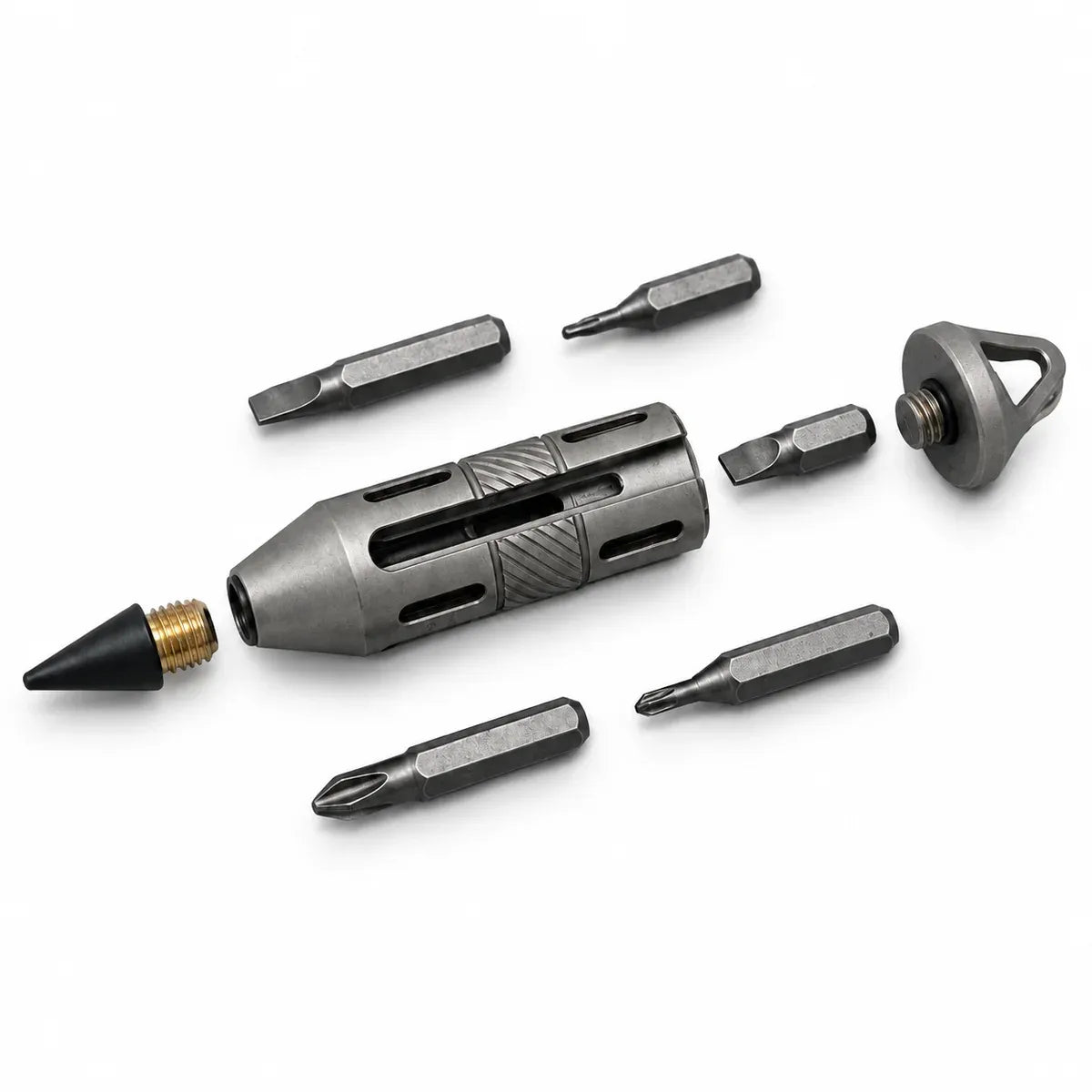 Titanium EDC Pocket Multi-Tool — Screwdriver, Blade, Pry Bar & Pen