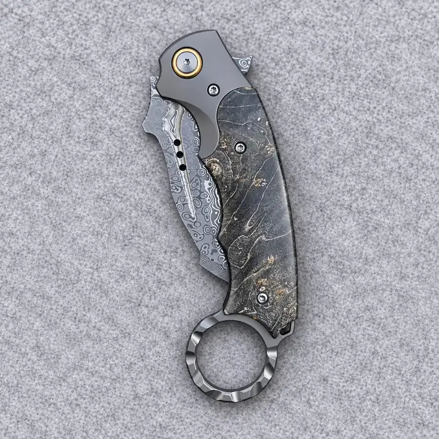 The Karambit Folding Knife — Damascus & Rosewood Handle