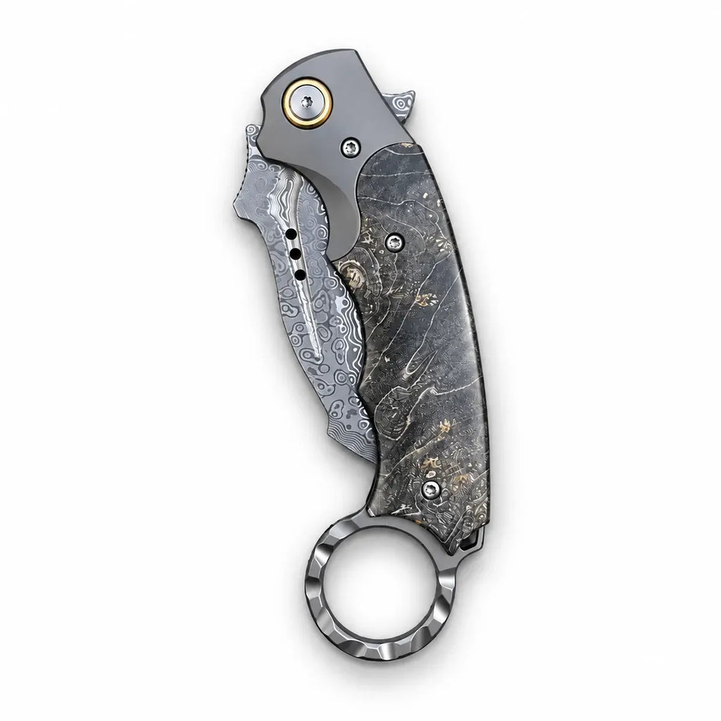 The Karambit Folding Knife — Damascus & Rosewood Handle