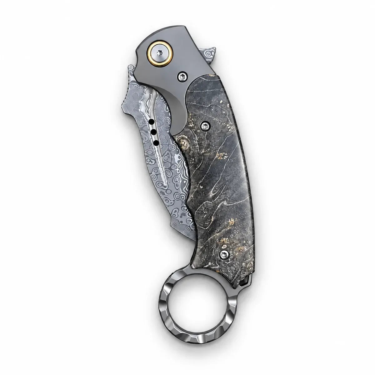 The Karambit Folding Knife — Damascus & Rosewood Handle