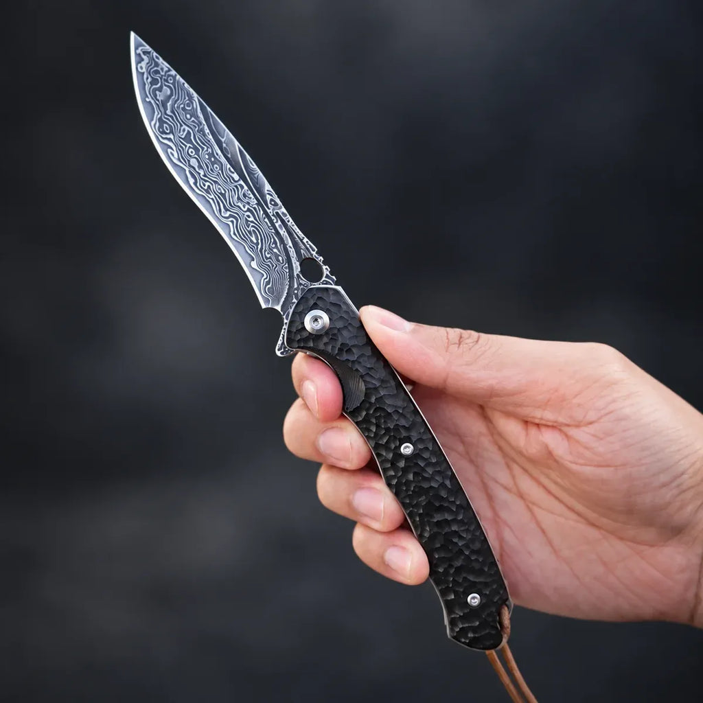 The DarkNight Knife — Damascus & Ebony Handle