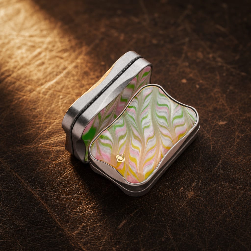 Stainless Steel Magnetic Fidget Infinity Slider Liquid Glitter Sand Design
