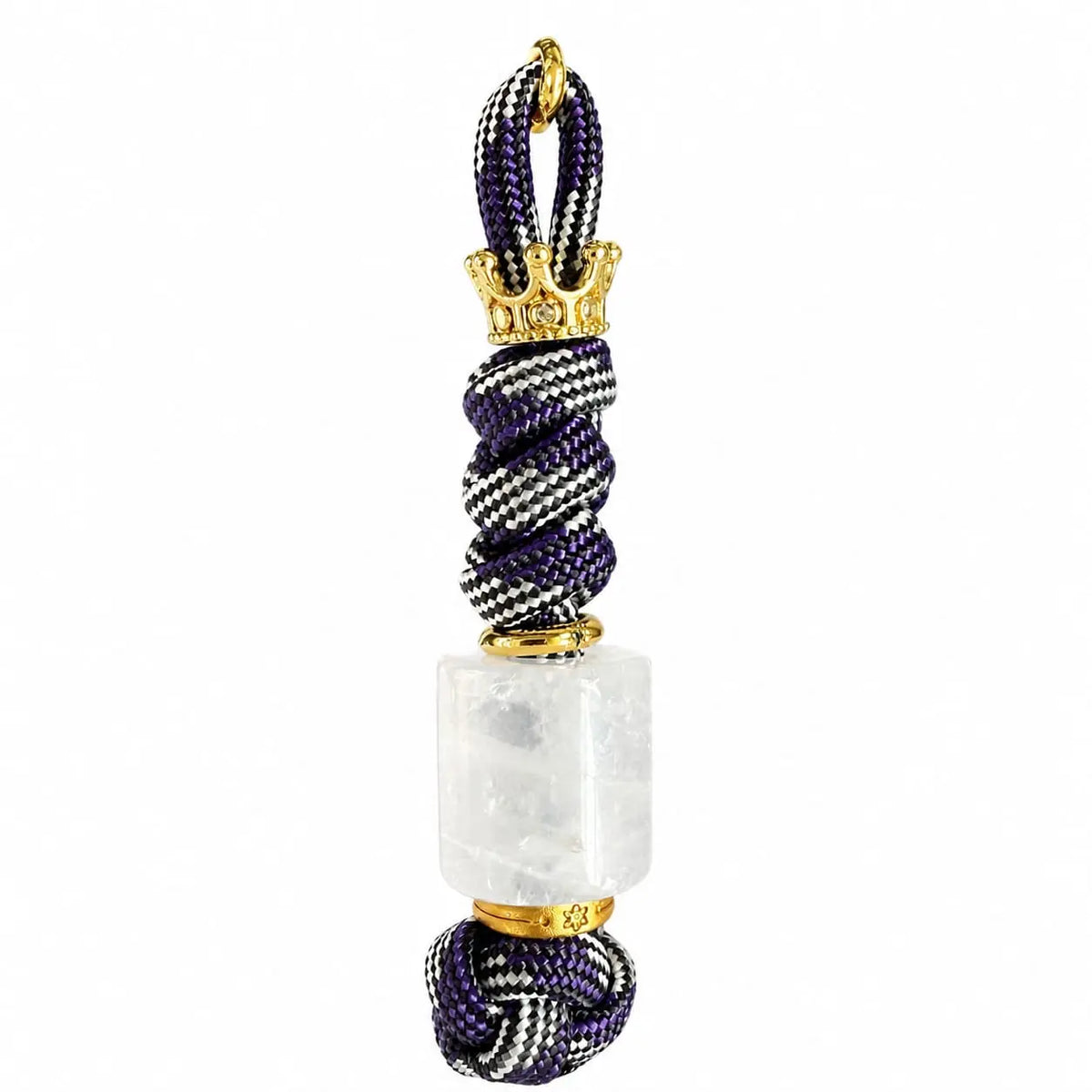 Custom Paracord Lanyard with Crown Bead & White Stone Bead