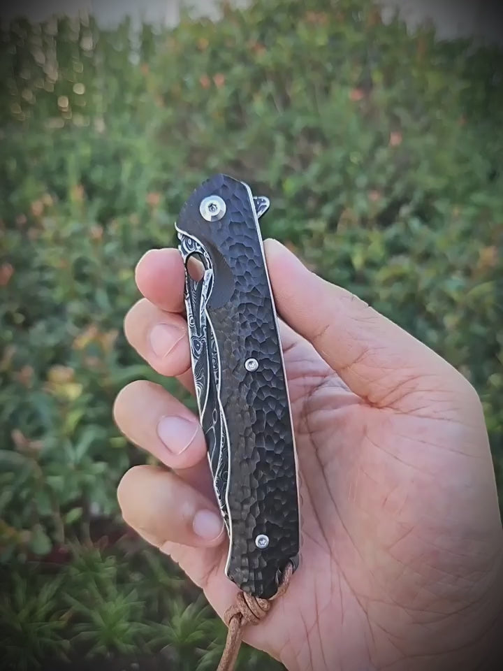 The DarkNight Knife — Damascus & Ebony Handle